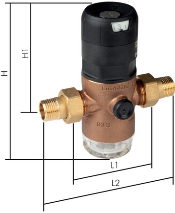 Exemplarische Darstellung: Filterdruckminderer für Trinkwasser & Stickstoff (Rotguss)